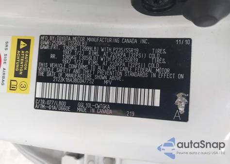 2011 Lexus Rx 350 z USA, uszkodzony, nr VIN 2T2ZK1BA3BC047752